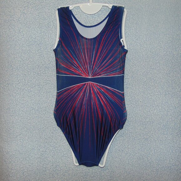 GK Simone Blue Red Sunburst Leotard NoTag - Picture 4 of 6